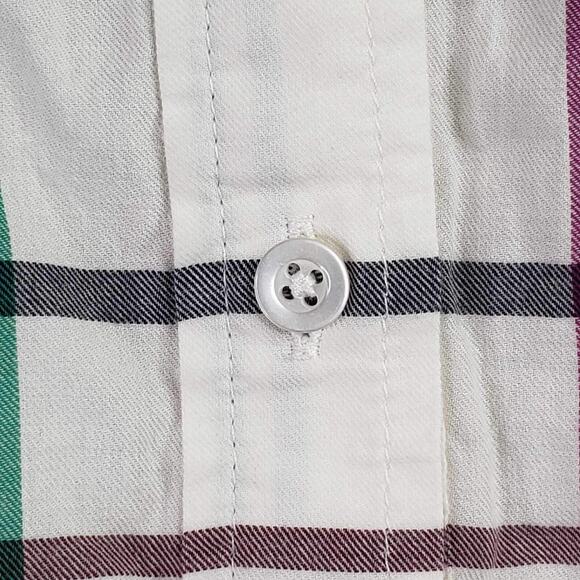 Talbots Shirt Button Up White Plaid Print LS Shirt Womens Plus Size 3X Cotton - Picture 4 of 9